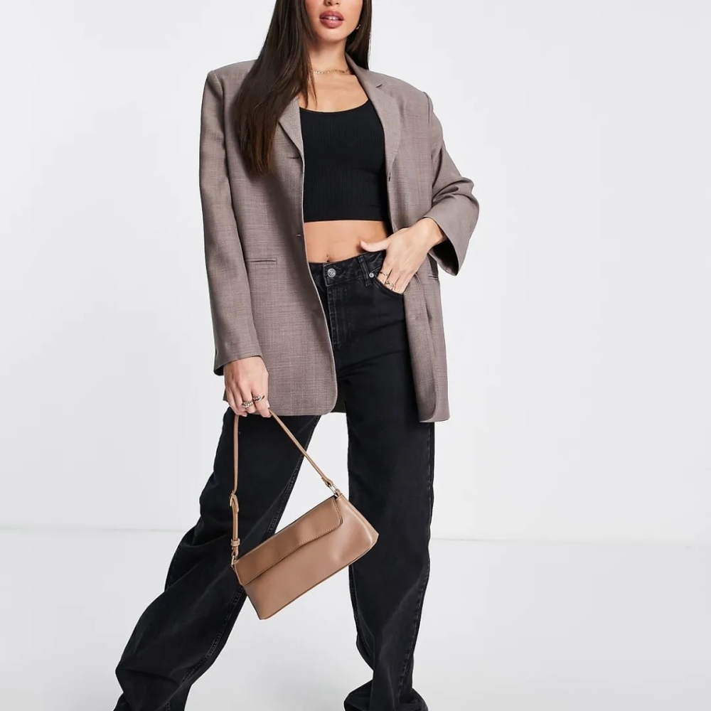 ASOS DESIGN Tall Oversized Blazer in Brown, 16 Tall